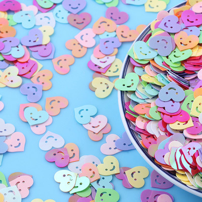 20 g Kawaii Smile Heart Flake Paillettes, vaļīgi vizuļi rokdarbiem nagu mākslas dekorēšanai DIY PVC Gillter konfeti kāzu aksesuāri 10 mm