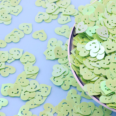 20 g Kawaii Smile Heart Flake Paillettes, vaļīgi vizuļi rokdarbiem nagu mākslas dekorēšanai DIY PVC Gillter konfeti kāzu aksesuāri 10 mm