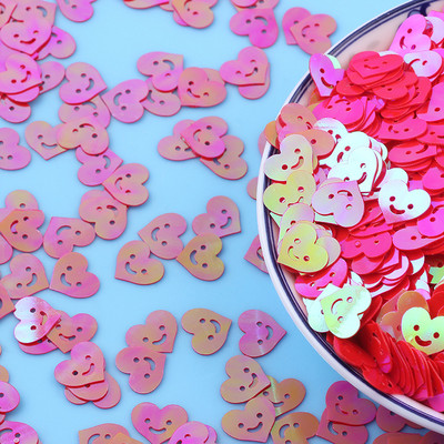 20 g Kawaii Smile Heart Flake Paillettes, vaļīgi vizuļi rokdarbiem nagu mākslas dekorēšanai DIY PVC Gillter konfeti kāzu aksesuāri 10 mm