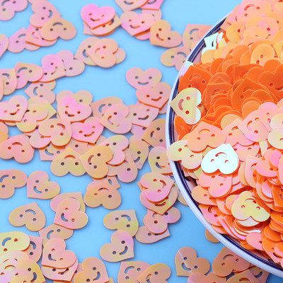 20 g Kawaii Smile Heart Flake Paillettes, vaļīgi vizuļi rokdarbiem nagu mākslas dekorēšanai DIY PVC Gillter konfeti kāzu aksesuāri 10 mm