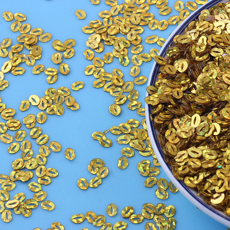 20g Mīlīgas lūpu formas Pailletes, vaļīgas vizuļi amatniecībai Izgatavojiet DIY nagu mākslas kāzu dekorācijas aksesuāri Mirdzoši konfeti 5mm