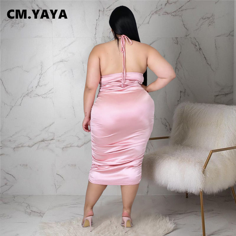 CM.YAYA satīna sieviešu zīmuļkleitas bez piedurknēm ar apkakli bez atzveltnes, rievota bodycon midi kleita 2022. gada vasarā
