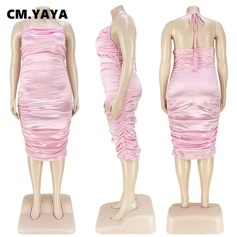 CM.YAYA satīna sieviešu zīmuļkleitas bez piedurknēm ar apkakli bez atzveltnes, rievota bodycon midi kleita 2022. gada vasarā
