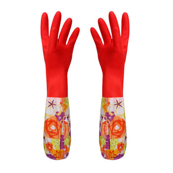Flower Rubber Velvet Long Gloves Γάντια Οικιακής Χρήσης Αντιολισθητικά Γάντια Καθαρισμού Γάντια Καθαρισμού Πιάτων Οικιακής Χρήσης Γάντια Καθαρισμού Κουζίνας