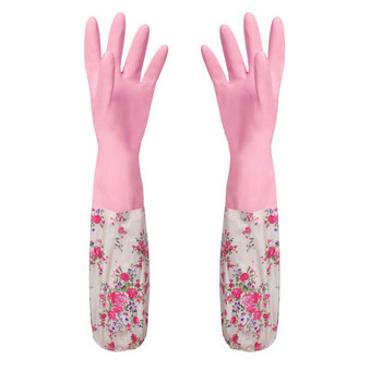 Цветни гумени кадифени дълги ръкавици Домакински ръкавици Противоплъзгащи се почистващи ръкавици за пране Домакински съдове за почистване на кухня Ръкавици за почистване