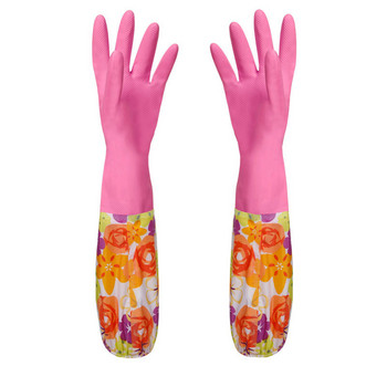 Flower Rubber Velvet Long Gloves Γάντια Οικιακής Χρήσης Αντιολισθητικά Γάντια Καθαρισμού Γάντια Καθαρισμού Πιάτων Οικιακής Χρήσης Γάντια Καθαρισμού Κουζίνας