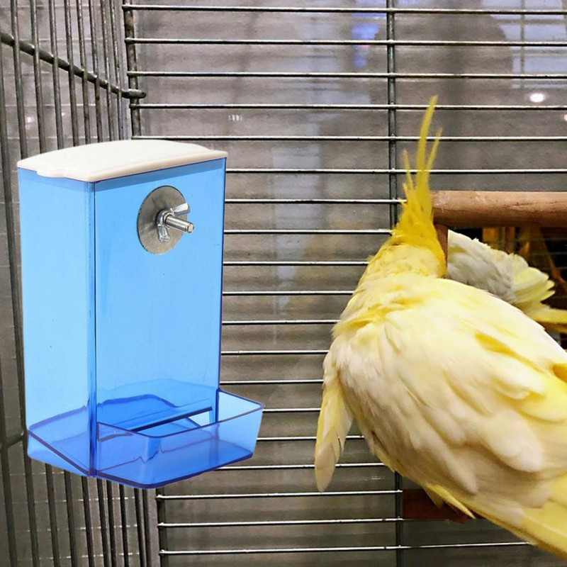 Putnu barotava ar putekļu necaurlaidīgu vāku Putnu padeves kaste, automātiska pret izšļakstīšanos stiprināma Budgie Cockatiel Conure barības dozators mājdzīvnieku piederumi