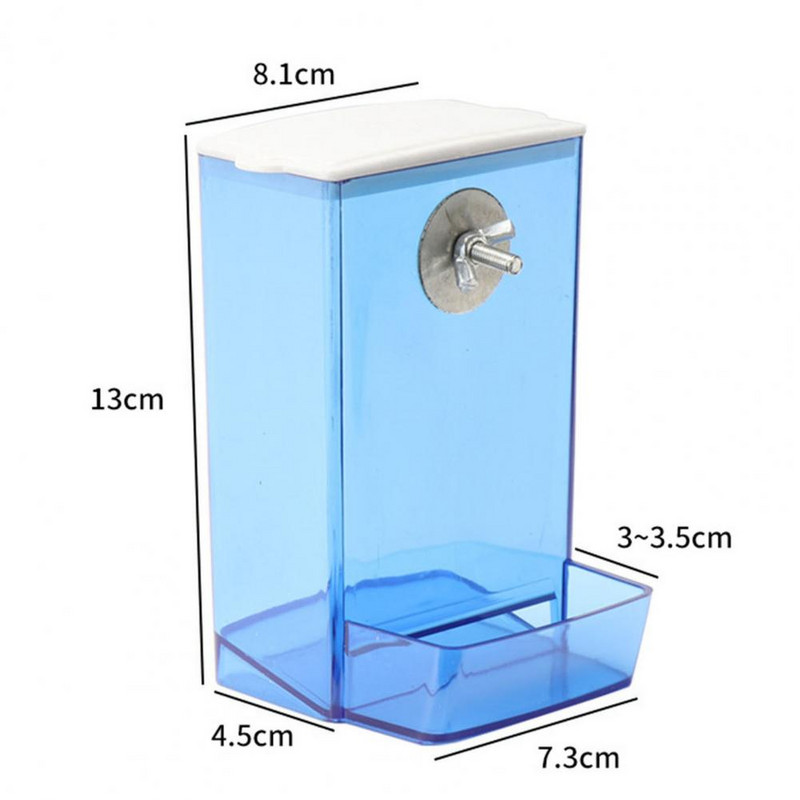 Putnu barotava ar putekļu necaurlaidīgu vāku Putnu padeves kaste, automātiska pret izšļakstīšanos stiprināma Budgie Cockatiel Conure barības dozators mājdzīvnieku piederumi