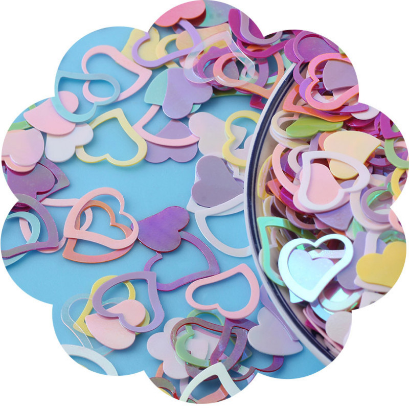 20g/partija 13x14mm sirds formas PVC vaļīgi vizuļi Glitter Pailletes nagu mākslas manikīram šūšanas kāzu dekorācijas konfeti DIY