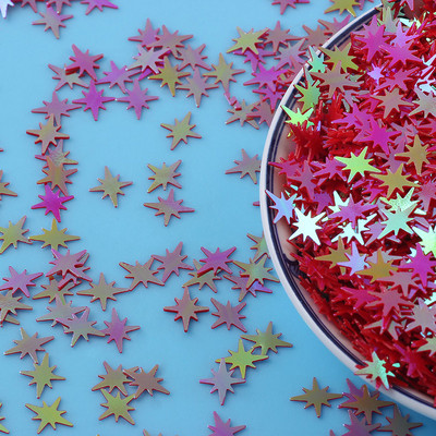 20g Astoņstūra zvaigžņu nagu vizuļi Krāsaini zvaigžņotas mirdzošas pārslas nagu mākslas rotājumiem Juvelierizstrādājumi kāzu dekoru konfeti