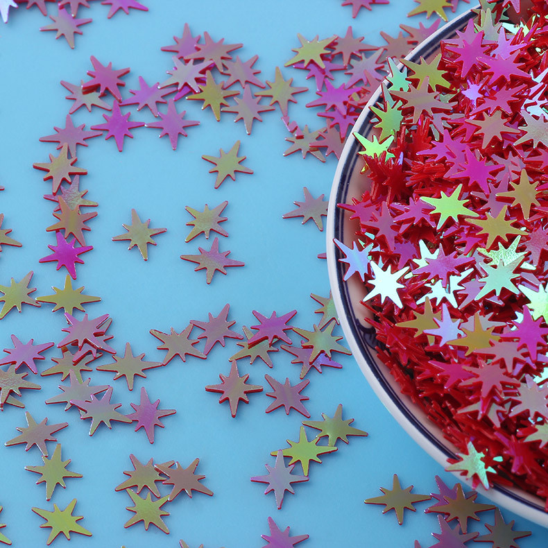 20g Astoņstūra zvaigžņu nagu vizuļi Krāsaini zvaigžņotas mirdzošas pārslas nagu mākslas rotājumiem Juvelierizstrādājumi kāzu dekoru konfeti