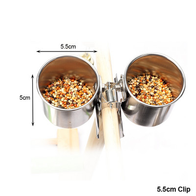 Iekarināma būra bļoda mājdzīvnieku putniem, nerūsējošā tērauda barošana, barība, dzeršana, padeves trauku kauss papagaiļa papagaiļai mīlas putnam