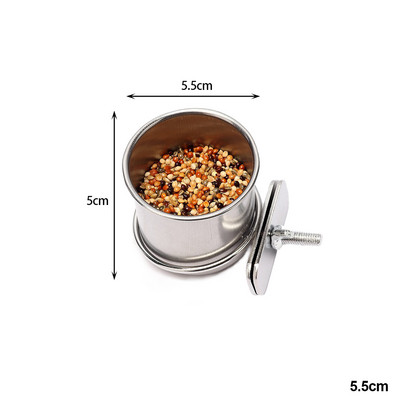 Iekarināma būra bļoda mājdzīvnieku putniem, nerūsējošā tērauda barošana, barība, dzeršana, padeves trauku kauss papagaiļa papagaiļai mīlas putnam