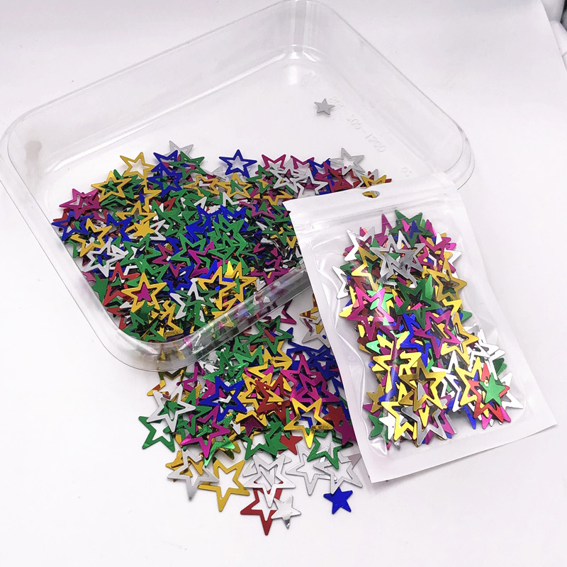 10 g/partija 20 mm jaukta izmēra dobi piecpunktu vizuļi, kulonu skapji Pailletes, kāzu ballīšu noformējums, Lentejuelas aksesuāri.