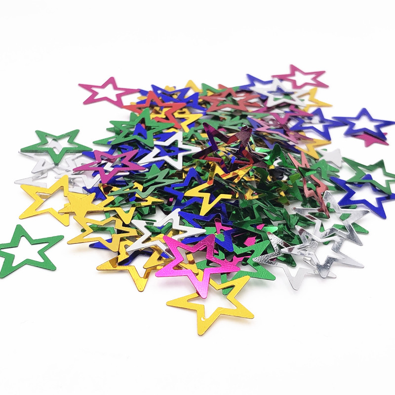 10 g/partija 20 mm jaukta izmēra dobi piecpunktu vizuļi, kulonu skapji Pailletes, kāzu ballīšu noformējums, Lentejuelas aksesuāri.