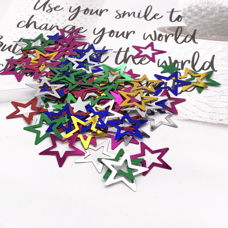 10 g/partija 20 mm jaukta izmēra dobi piecpunktu vizuļi, kulonu skapji Pailletes, kāzu ballīšu noformējums, Lentejuelas aksesuāri.