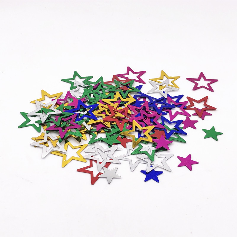 10 g/partija 20 mm jaukta izmēra dobi piecpunktu vizuļi, kulonu skapji Pailletes, kāzu ballīšu noformējums, Lentejuelas aksesuāri.