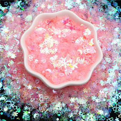 Прозрачни розови пайети Paillettes Mix Снежинка Сърце Цвете Кръгла форма Пайети за ноктопластика Маникюр Сватба 20g