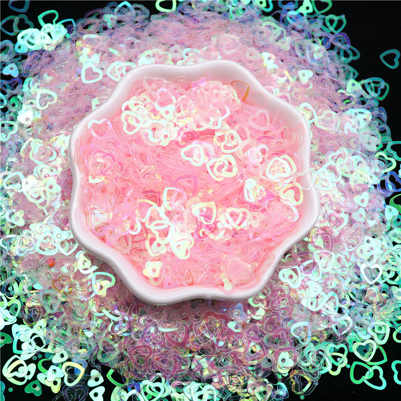 Caurspīdīgi rozā sequins Paillettes Mix Snowflake Sirds Ziedu Apaļas Formas Sequin Nails Art Manikīram Kāzām 20g