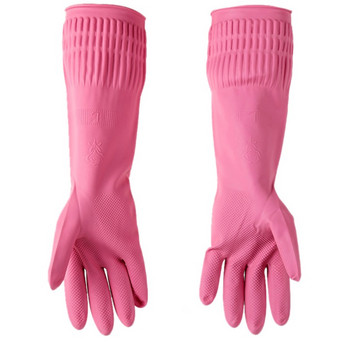 Домашни розови латексови домакински ръкавици, антикорозионни нехлъзгащи се многократни домакински ръкавици Ръкавици за миене на съдове