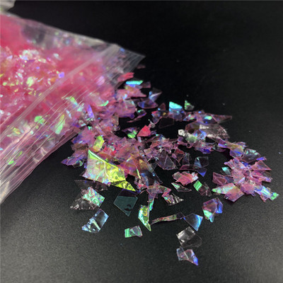 10 γρ./τσάντα ακανόνιστες χάρτινες πούλιες με κέλυφος Πιλέτες PET DIY Νυχιών Νυχιών Πολύχρωμες 3D Διακόσμηση Νυχιών Lentejuelas Αξεσουάρ