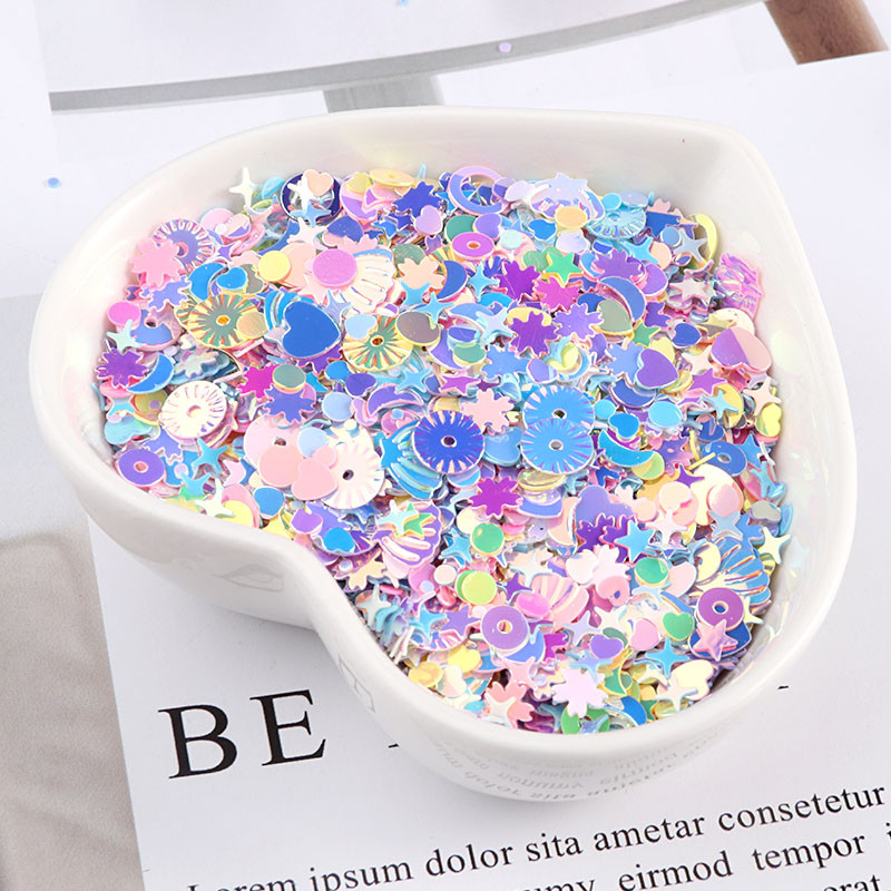 10 g/iepakojumā Macaroon Colors Nagu vizuļi Paillette Flower Heart Moon DIY Amatniecība kāzu dekorēšanai Slime Fillers nagu māksla