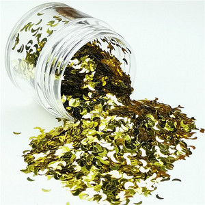 Paillette Moon Shape Holographic Laser 3mm Glitter Nail Art Διακόσμηση Body Glitter Μακιγιάζ Προσώπου Paint Henna Handwork DIY 8g