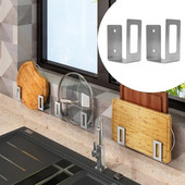 2gab./komplektā Nerūsējošā tērauda griešanas dēlis, glabāšanas plaukts, vietu taupošs pie sienas stiprināms katla vāka turētājs izlietnes organizators virtuves plaukts