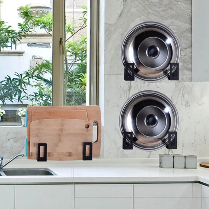 2gab./komplektā Nerūsējošā tērauda griešanas dēlis, glabāšanas plaukts, vietu taupošs pie sienas stiprināms katla vāka turētājs izlietnes organizators virtuves plaukts