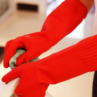 New Hot 38cm Rubber Gloves Reusable Long Rubber Gloves Dishwashing Gloves for Kitchen Gardening SMR88