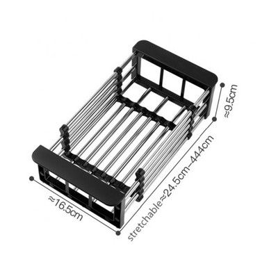Višenamjenska odvodna polica za kuhinjski sudoper Odvodna košara od nehrđajućeg čelika koja se uvlači iznad sudopera Stalak za sušenje posuđa Dodaci
