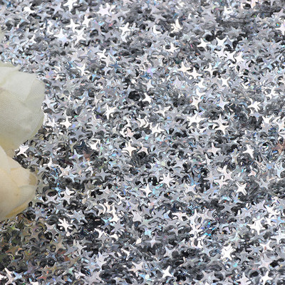 10 g ултратънки свободни пайети за занаяти Блестящи мини сребърни звезди Paillettes Ео-приятелски PVC конфети с пайети Декорация за нокти