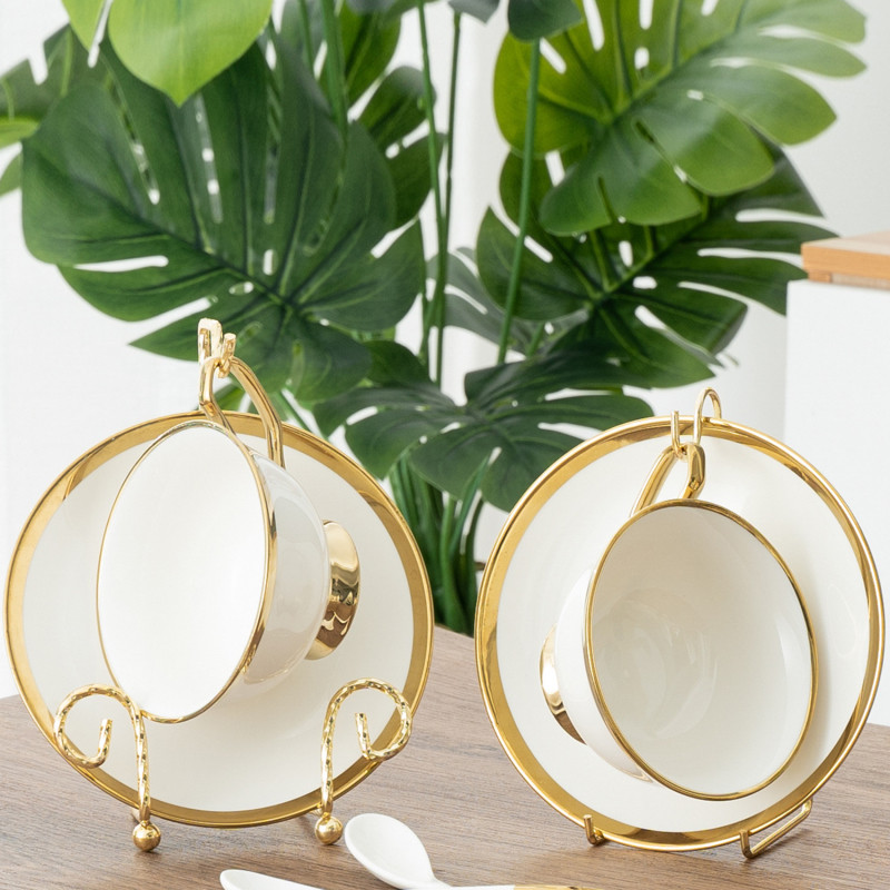 Säilitusriiul Luksuslik teetassi ja alustassi kuvariiul metallist kohvi-tee tassikomplektid kohvi hoiukarp Lihtne, sobib kandiku tee jaoks