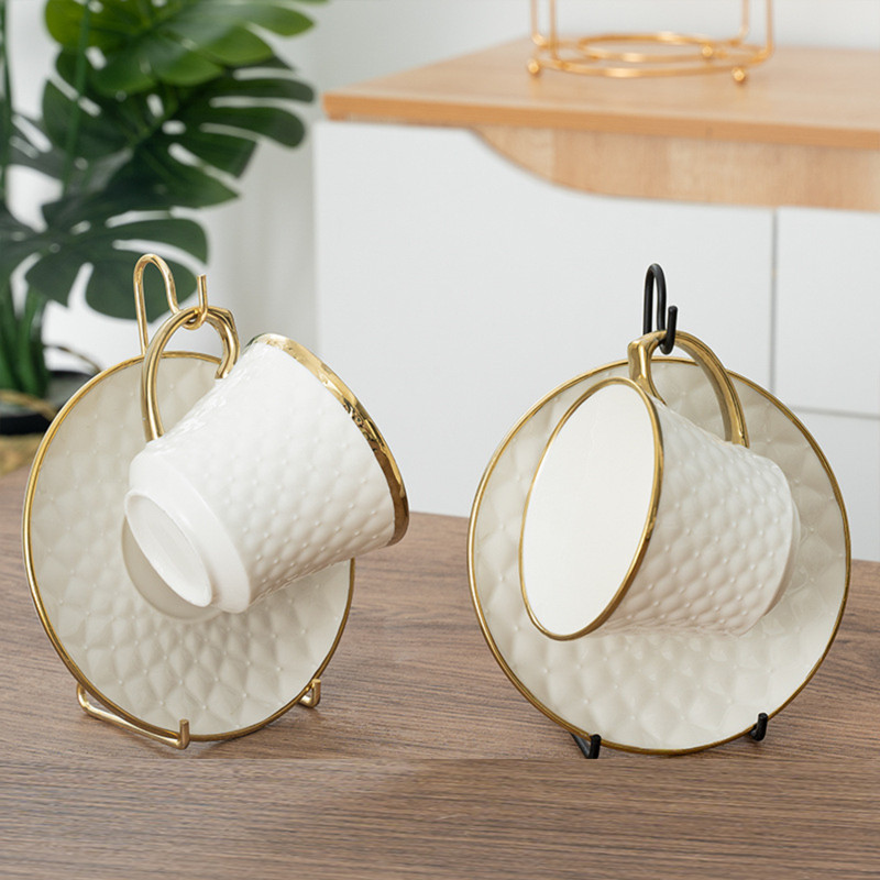 Säilitusriiul Luksuslik teetassi ja alustassi kuvariiul metallist kohvi-tee tassikomplektid kohvi hoiukarp Lihtne, sobib kandiku tee jaoks