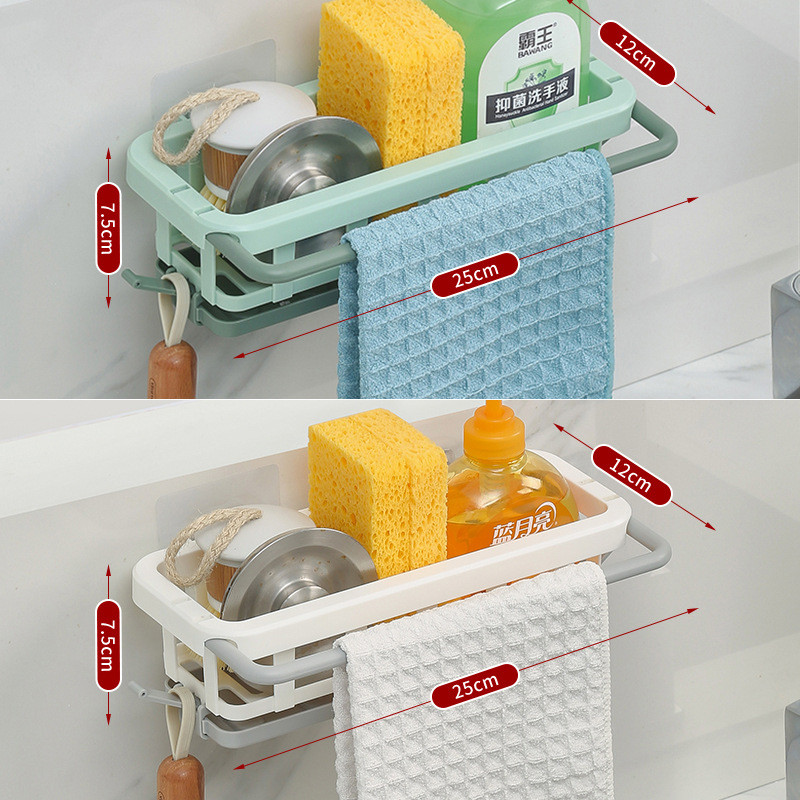 Virtuves trauku sūklis izlietnes turētājs notekas statīvs Glabāšanas plaukts Vannas istabas organizators Plaukti Iekaramie plaukti Organizatora piederumi