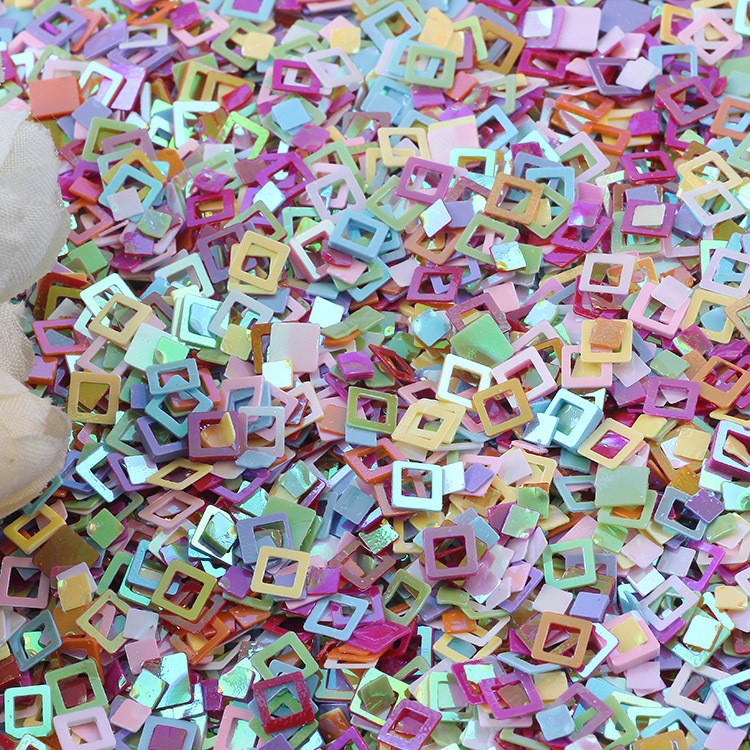 Παγιέτα με κούφιο τετράγωνο σχήμα Χαλαρές παγιέτες για χειροτεχνίες Πιλέτες DIY Αξεσουάρ ραπτικής για ένδυμα Lentejuelas Para Coser 5mm