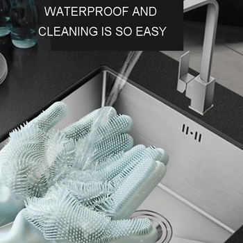1 Ζεύγος Γάντια καθαρισμού πλυσίματος πιάτων Γάντι σιλικόνης από καουτσούκ Σφουγγάρι Οικιακός καθαρισμός κουζίνας Εργαλεία καθαρισμού Dropshipping Kitchen