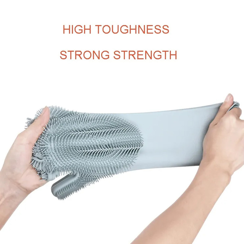 1 pāris trauku mazgāšanas cimdi, silikona gumijas sūklis, cimdi, mājsaimniecības skruberis, virtuves tīrīšanas instrumenti