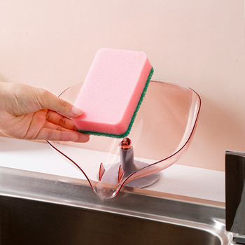 Държач за оттичане на гъба за кухненска мивка Поставка за чистачки Силиконова вендуза Кутия за сушене на сапун Органайзер Поставка за оттичане