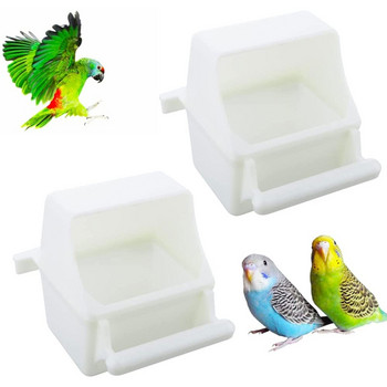 95AA Хранилка за птици с костур Пластмасов дозатор за храна за папагал за клетка Устойчив на пръски Разглобяема лесна за почистване Аксесоари за клетка