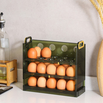 30 Grid Eggs Storage Box Ψυγείο Πλαϊνή πόρτα Κουτί 3 Tiers Flip Fridge Organizer αυγών Δοχείο Κουζίνα Αυγοθήκη Δοχείο Cas