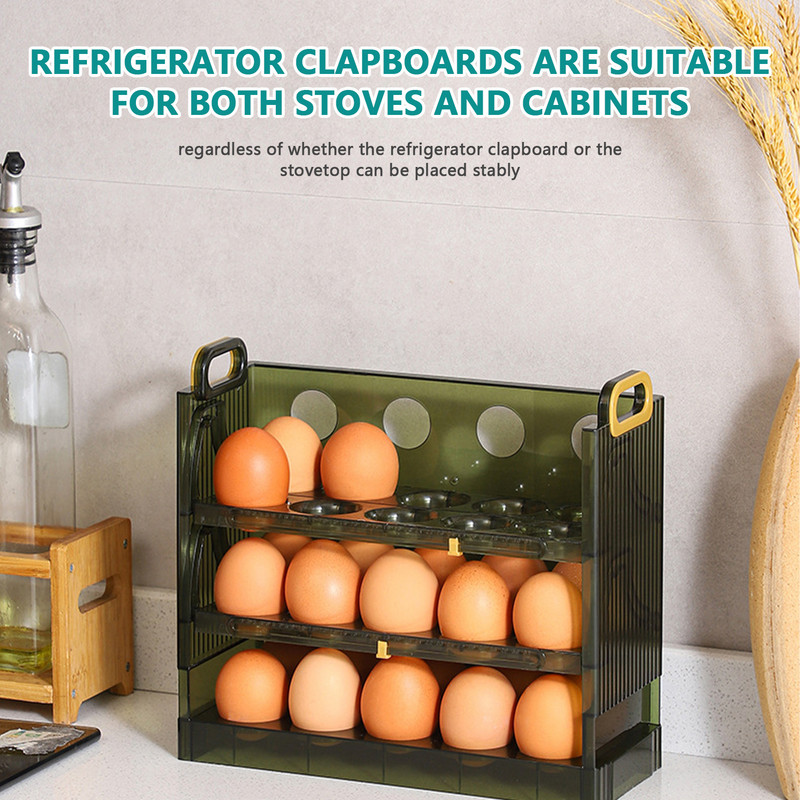 30 režģa olu uzglabāšanas kaste Ledusskapja sānu durvju kaste 3 pakāpju apgriežams ledusskapja olu kārtošanas konteiners virtuves olu turētājs konteinera korpuss