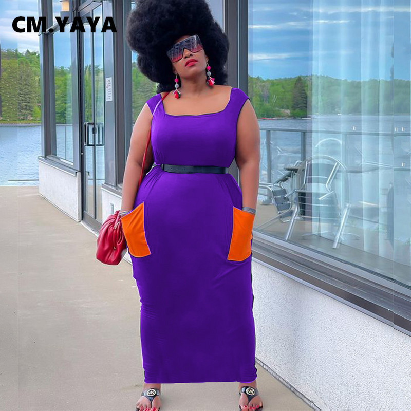 CM.YAYA sieviešu lielizmēra kleita, liela izmēra kleita bez piedurknēm, brīvas taisnas, garas maxi kleitas ar kabatām, ikdienišķas vestes 2021. gada vasara