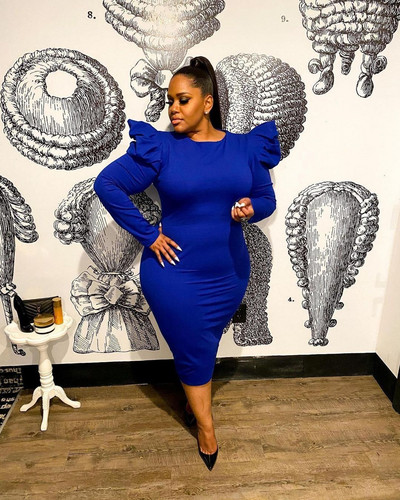 CM.YAYA Γυναικεία φόρεμα Plus Size Puff μανίκι Skinny Pencil Vestidos Γυναικεία Vintage Κομψά φορέματα μόδας Oversized φθινοπωρινά ρούχα