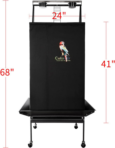 Putnu būra pārvalks Good Night, melns, liels universāls aptumšošanas un elpojošs papagaiļu būra ēnojums