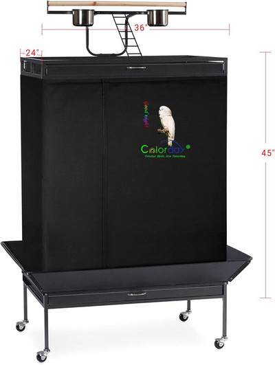 Putnu būra pārvalks Good Night, melns, liels universāls aptumšošanas un elpojošs papagaiļu būra ēnojums