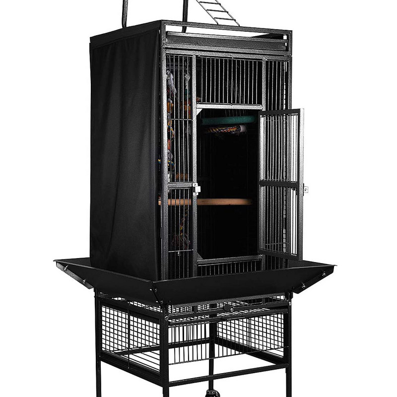 Putnu būra pārvalks Good Night, melns, liels universāls aptumšošanas un elpojošs papagaiļu būra ēnojums