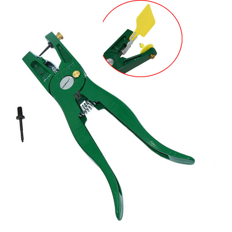 1 τεμ Πένσα αυτιού Συσκευή ελέγχου ζώων Πράσινη μεταλλική λαβίδα αυτιού με αγκάθια Χοίρο αγελάδα Πρόβατο κουνέλι Εργαλείο αναγνώρισης