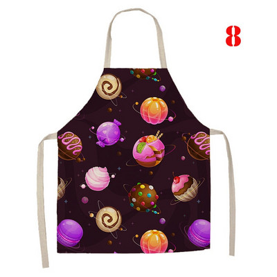 Kūkas virtuļu raksts, apdrukāts virtuves apdares piederumi, priekšauts Sieviešu bezpiedurkņu lina priekšauts ēdiena gatavošanai mājsaimniecības tīrīšanas rīks