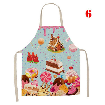 Kūkas virtuļu raksts, apdrukāts virtuves apdares piederumi, priekšauts Sieviešu bezpiedurkņu lina priekšauts ēdiena gatavošanai mājsaimniecības tīrīšanas rīks